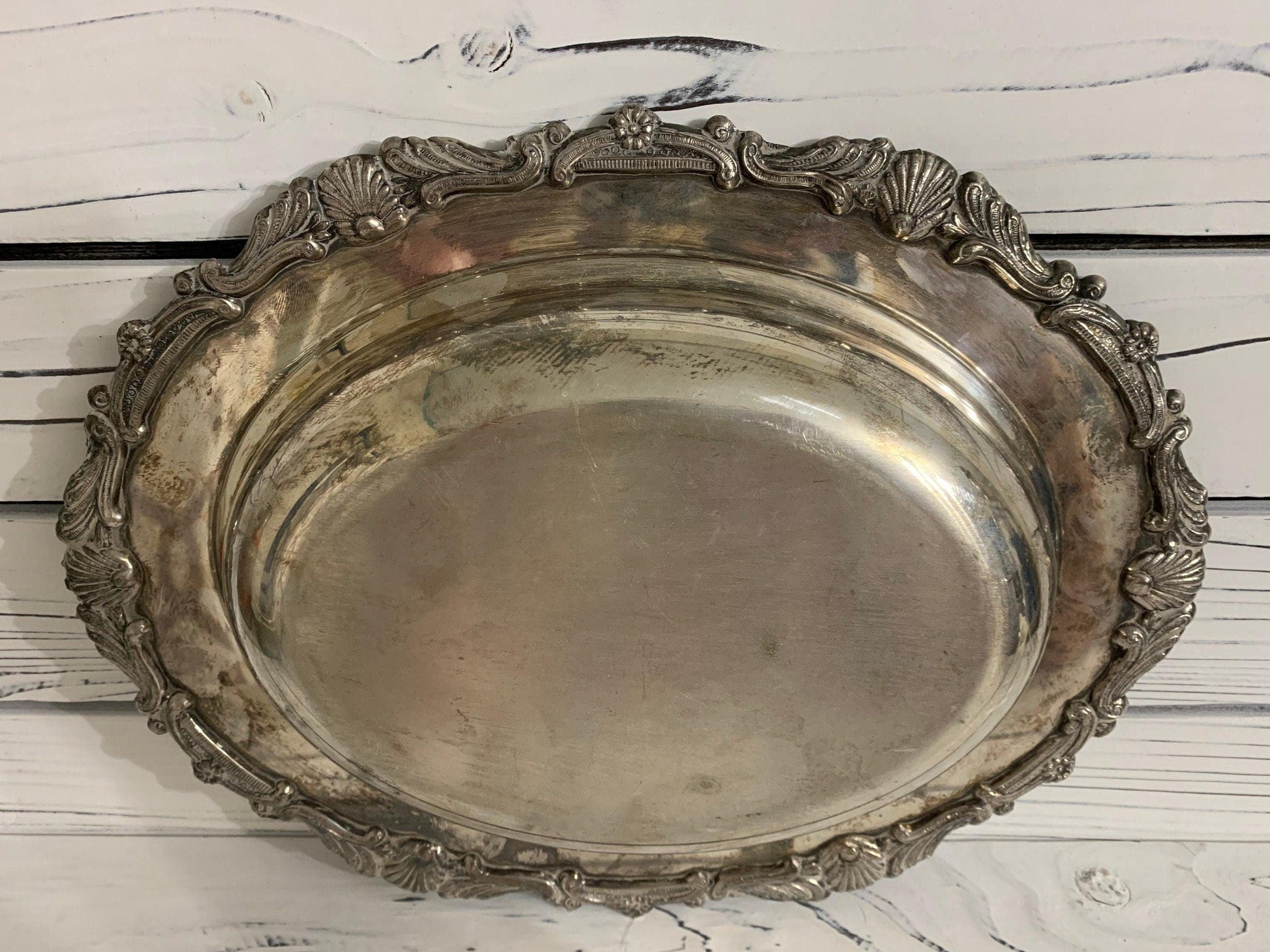 Vintage Silver Serving Platter, Silver Entertaining Plate -Located at Funkyhouse Vintage Antique Store, Weiser Idaho