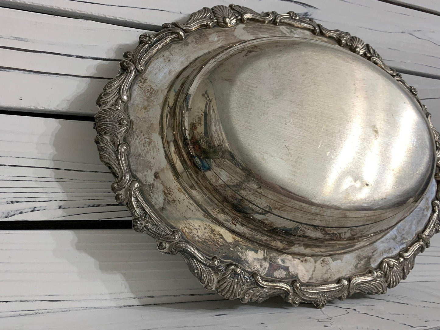 Vintage Silver Serving Platter, Silver Entertaining Plate -Located at Funkyhouse Vintage Antique Store, Weiser Idaho
