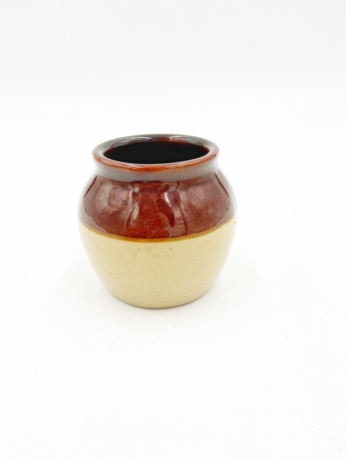 Vintage Sugar Bowl, Small Stoneware Pot, Brown Glazed Ceramic Kitchen Pottery -Located at Funkyhouse Vintage Antique Store, Weiser Idaho