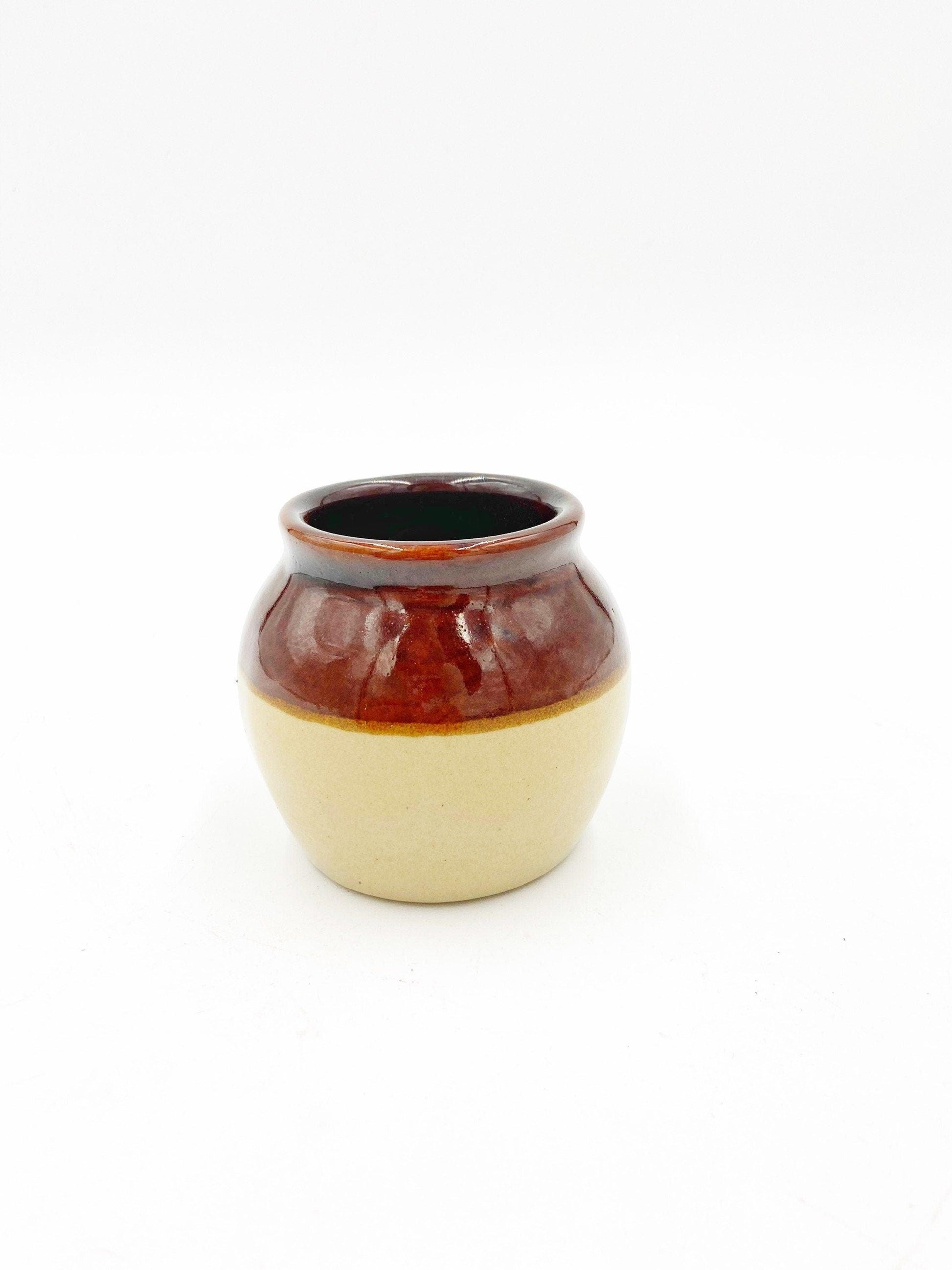 Vintage Sugar Bowl, Small Stoneware Pot, Brown Glazed Ceramic Kitchen Pottery -Located at Funkyhouse Vintage Antique Store, Weiser Idaho
