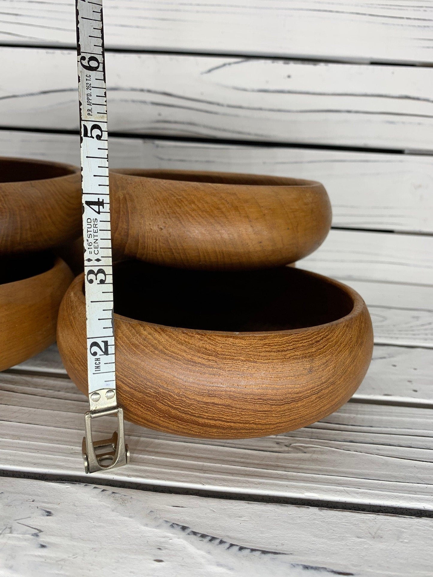 Vintage Teak Wood Salad Bowls, Mid Century Kitchen, Winsome Wooden Dessert Bowls -Located at Funkyhouse Vintage Antique Store, Weiser Idaho