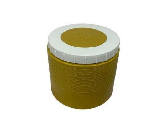 Vintage Thermos Metal Drink Or Soup Cup, Yellow Insulated Drink Warmer, 1970s Retro Kitchen -Located at Funkyhouse Vintage Antique Store, Weiser Idaho