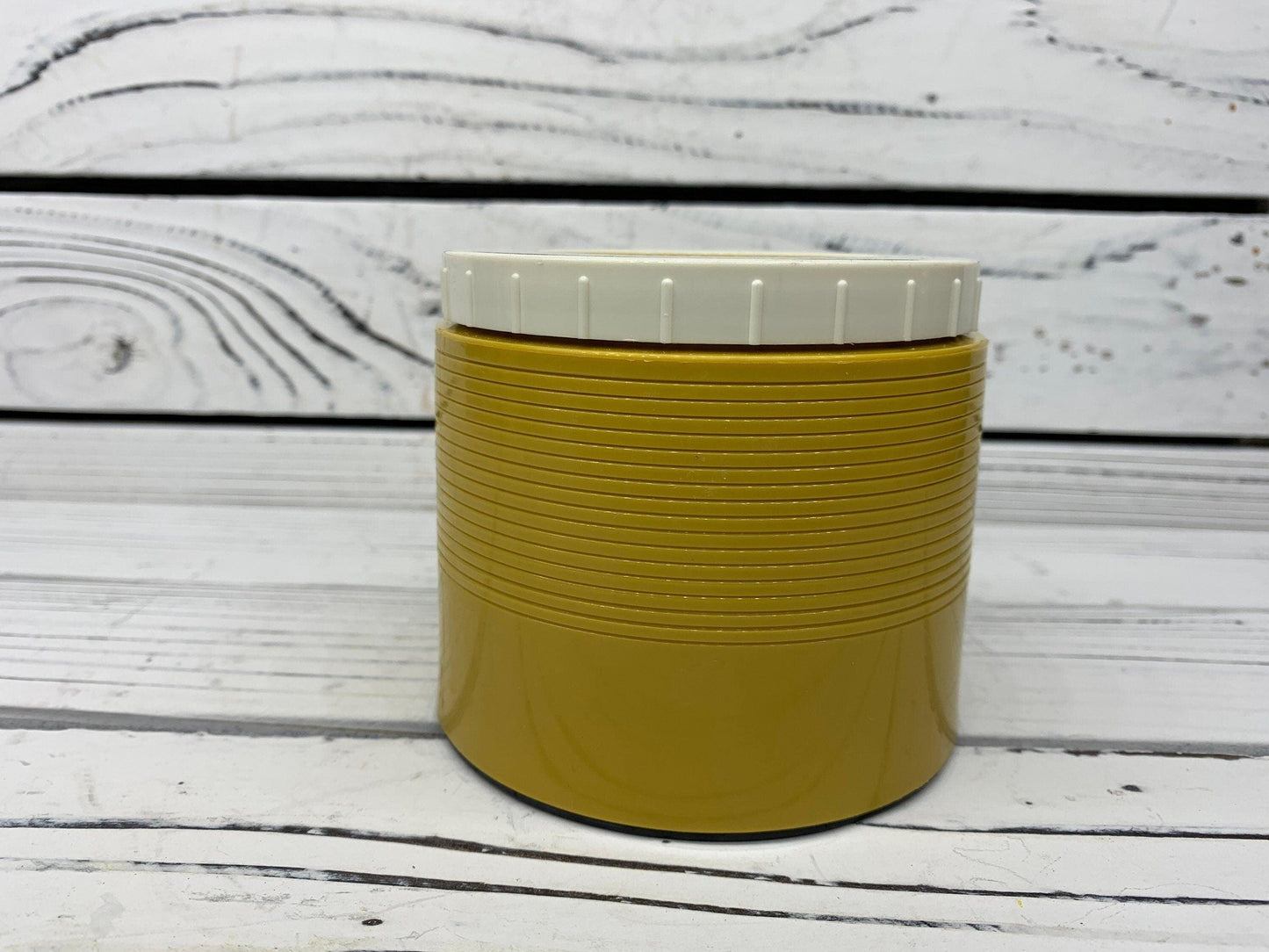 Vintage Thermos Metal Drink Or Soup Cup, Yellow Insulated Drink Warmer, 1970s Retro Kitchen -Located at Funkyhouse Vintage Antique Store, Weiser Idaho