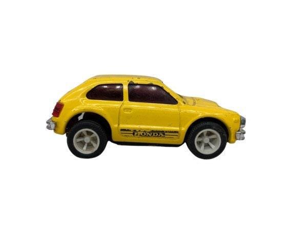 Vintage Tonka Honda Civic Pressed Steel, Yellow Car Sedan Toy -Located at Funkyhouse Vintage Antique Store, Weiser Idaho