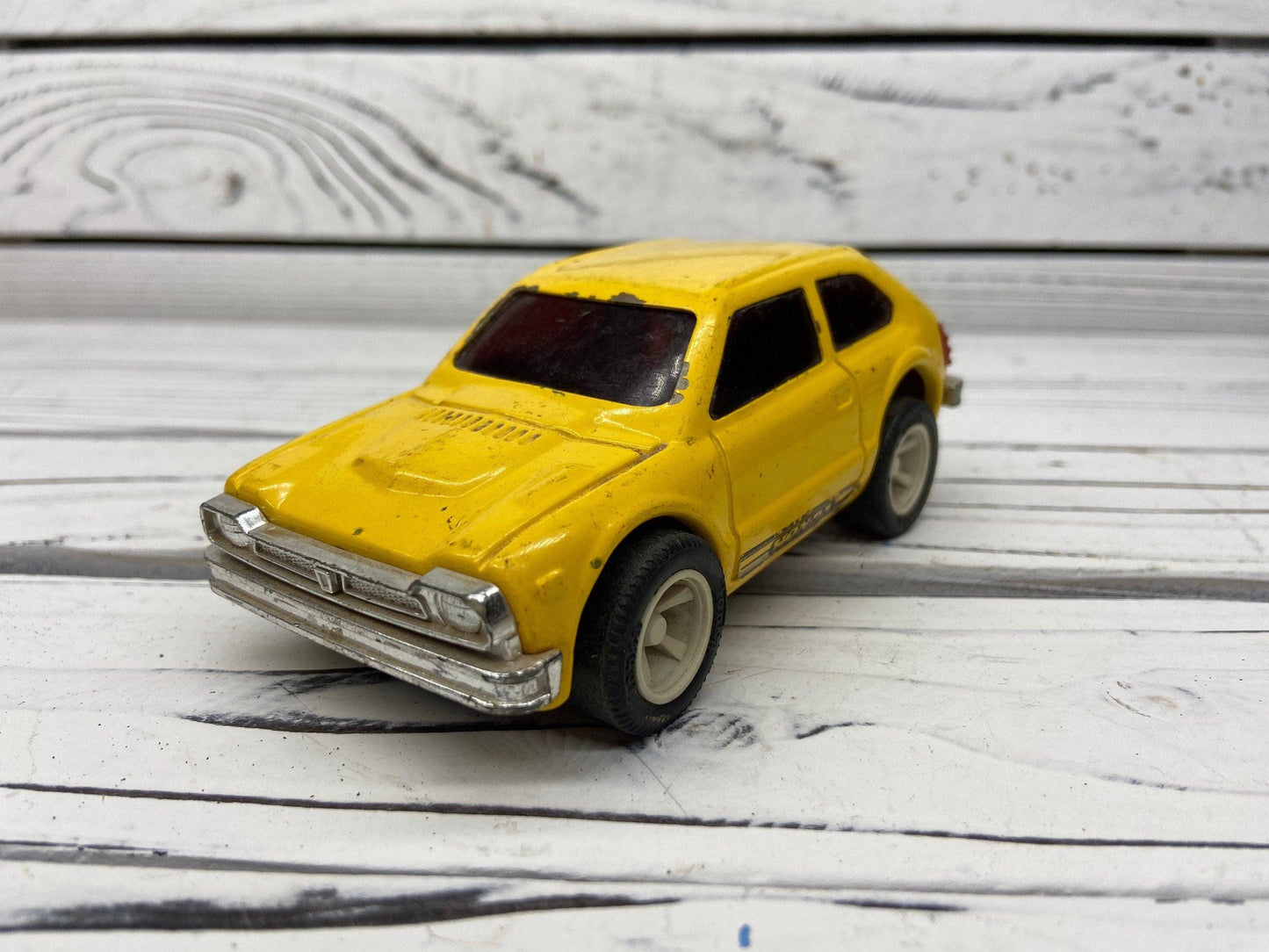 Vintage Tonka Honda Civic Pressed Steel, Yellow Car Sedan Toy -Located at Funkyhouse Vintage Antique Store, Weiser Idaho