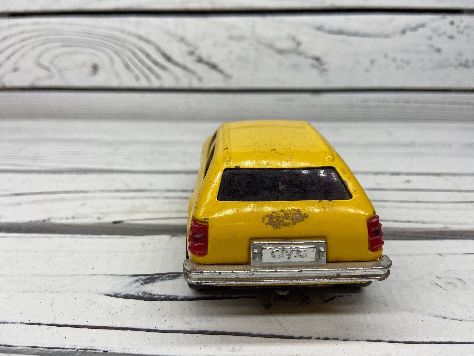 Vintage Tonka Honda Civic Pressed Steel, Yellow Car Sedan Toy -Located at Funkyhouse Vintage Antique Store, Weiser Idaho