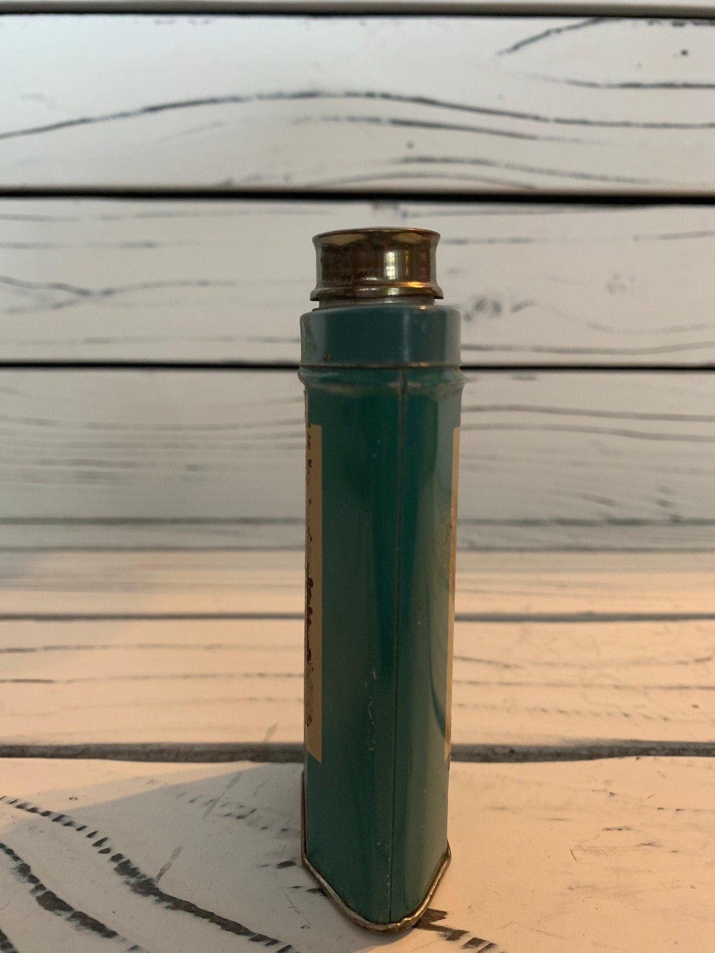 Williams Talc for Men Vintage Tin Bottle, Vintage Tin, Vintage Bathroom Decor -Located at Funkyhouse Vintage Antique Store, Weiser Idaho
