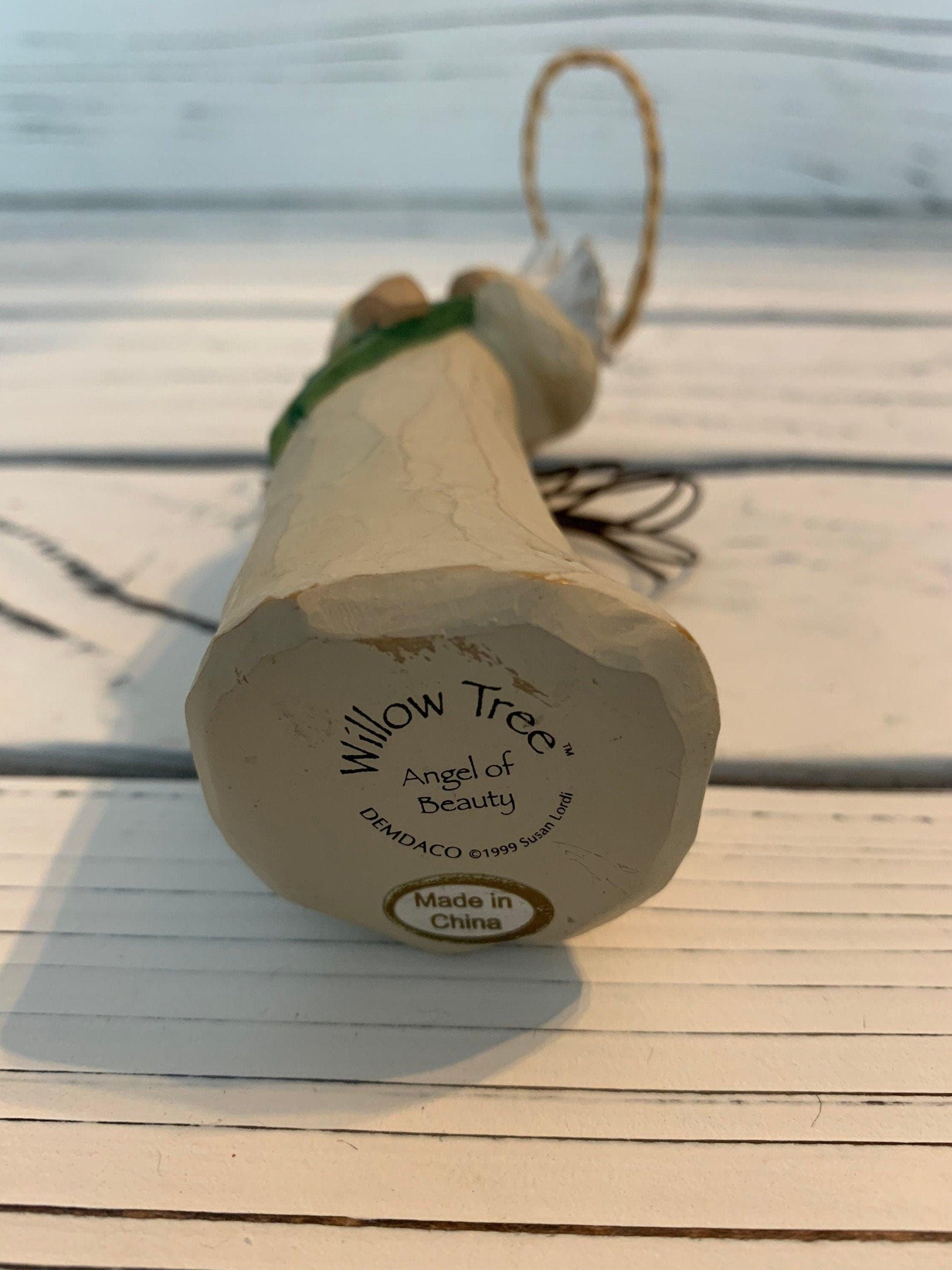 Willow Tree Angel of Beauty Ornament, Vintage Knick Knack Collectible Figurine, Retired Wood Angel With Wings -Located at Funkyhouse Vintage Antique Store, Weiser Idaho