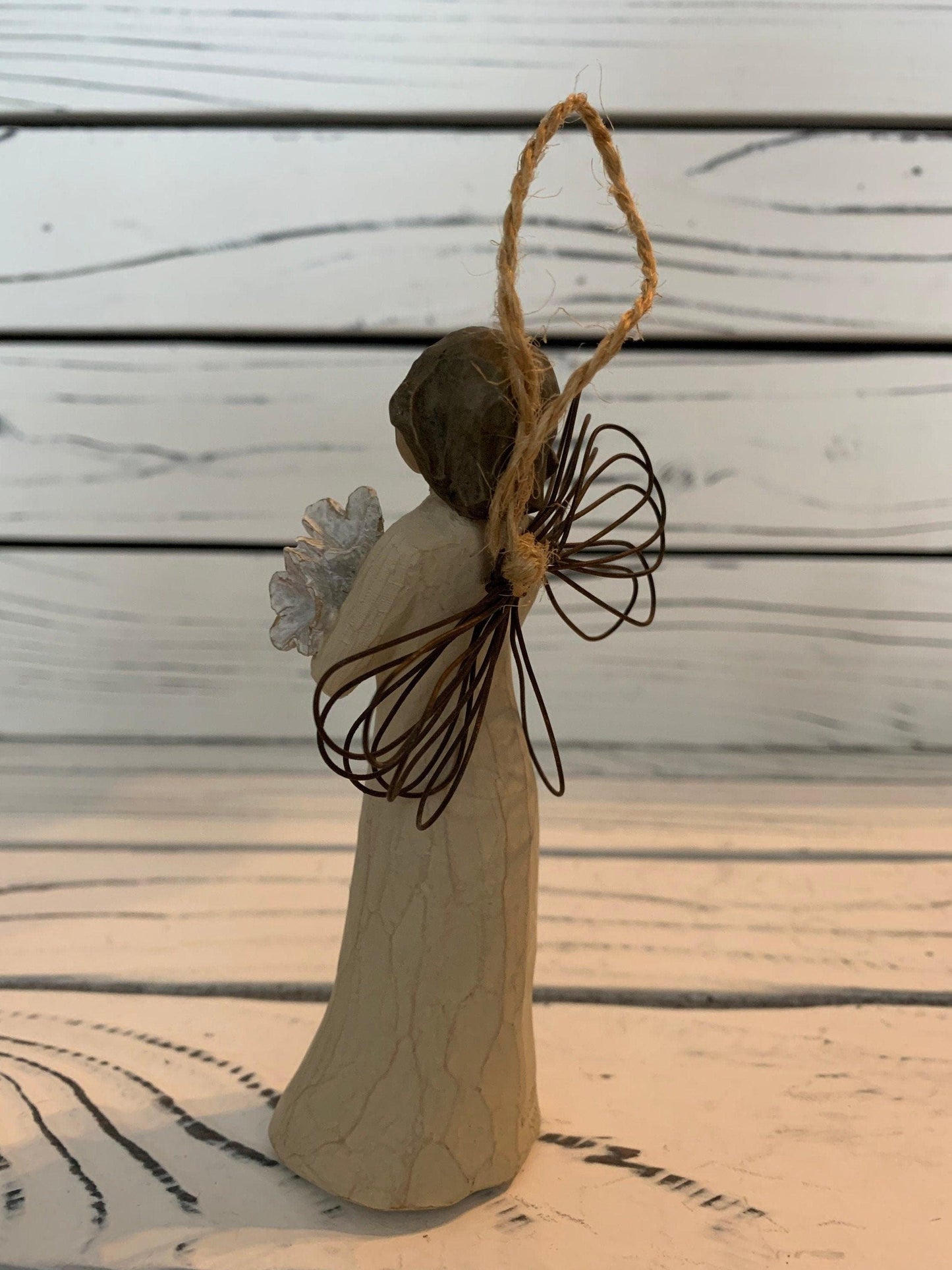Willow Tree Angel of Beauty Ornament, Vintage Knick Knack Collectible Figurine, Retired Wood Angel With Wings -Located at Funkyhouse Vintage Antique Store, Weiser Idaho
