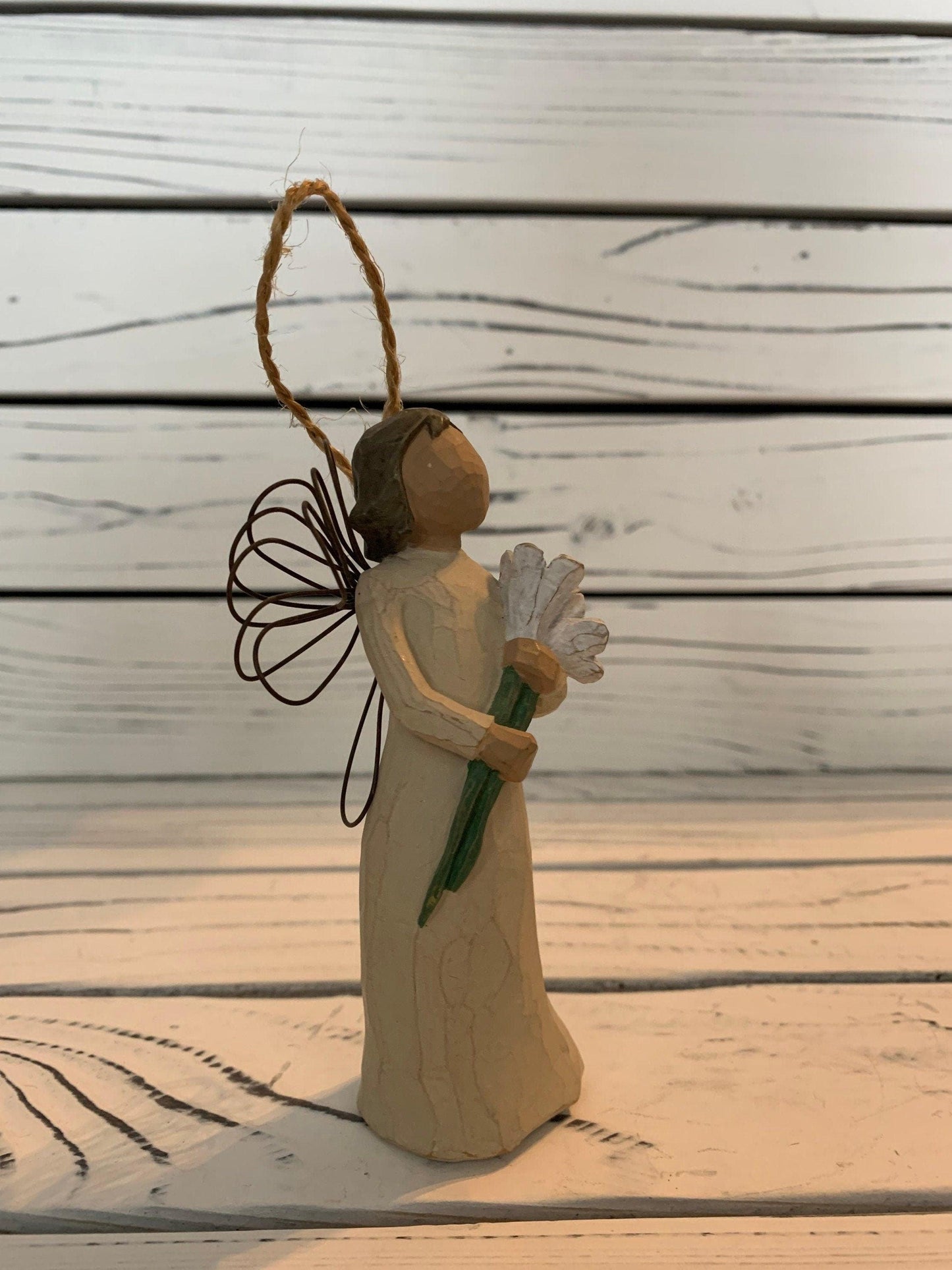Willow Tree Angel of Beauty Ornament, Vintage Knick Knack Collectible Figurine, Retired Wood Angel With Wings -Located at Funkyhouse Vintage Antique Store, Weiser Idaho