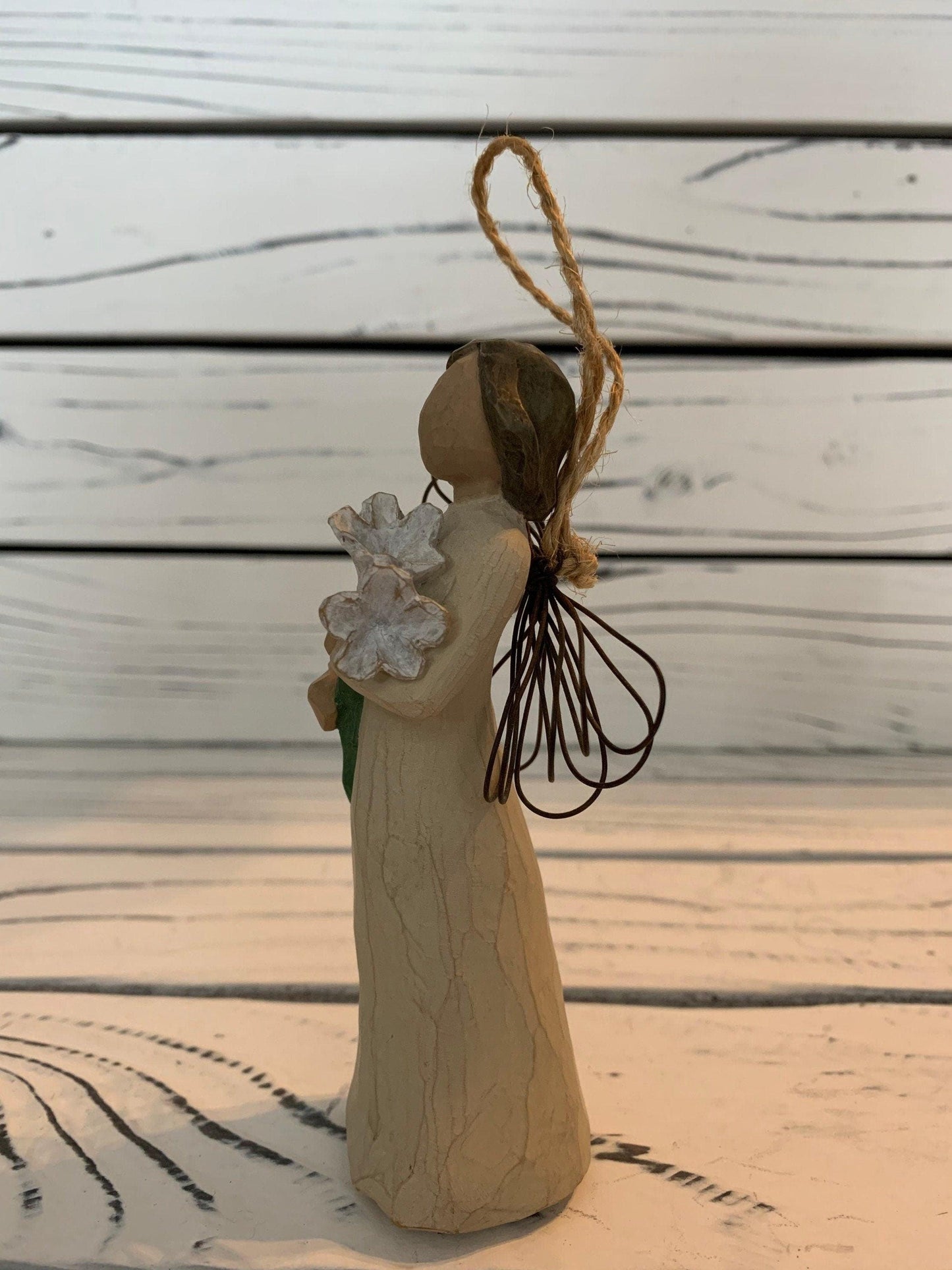 Willow Tree Angel of Beauty Ornament, Vintage Knick Knack Collectible Figurine, Retired Wood Angel With Wings -Located at Funkyhouse Vintage Antique Store, Weiser Idaho