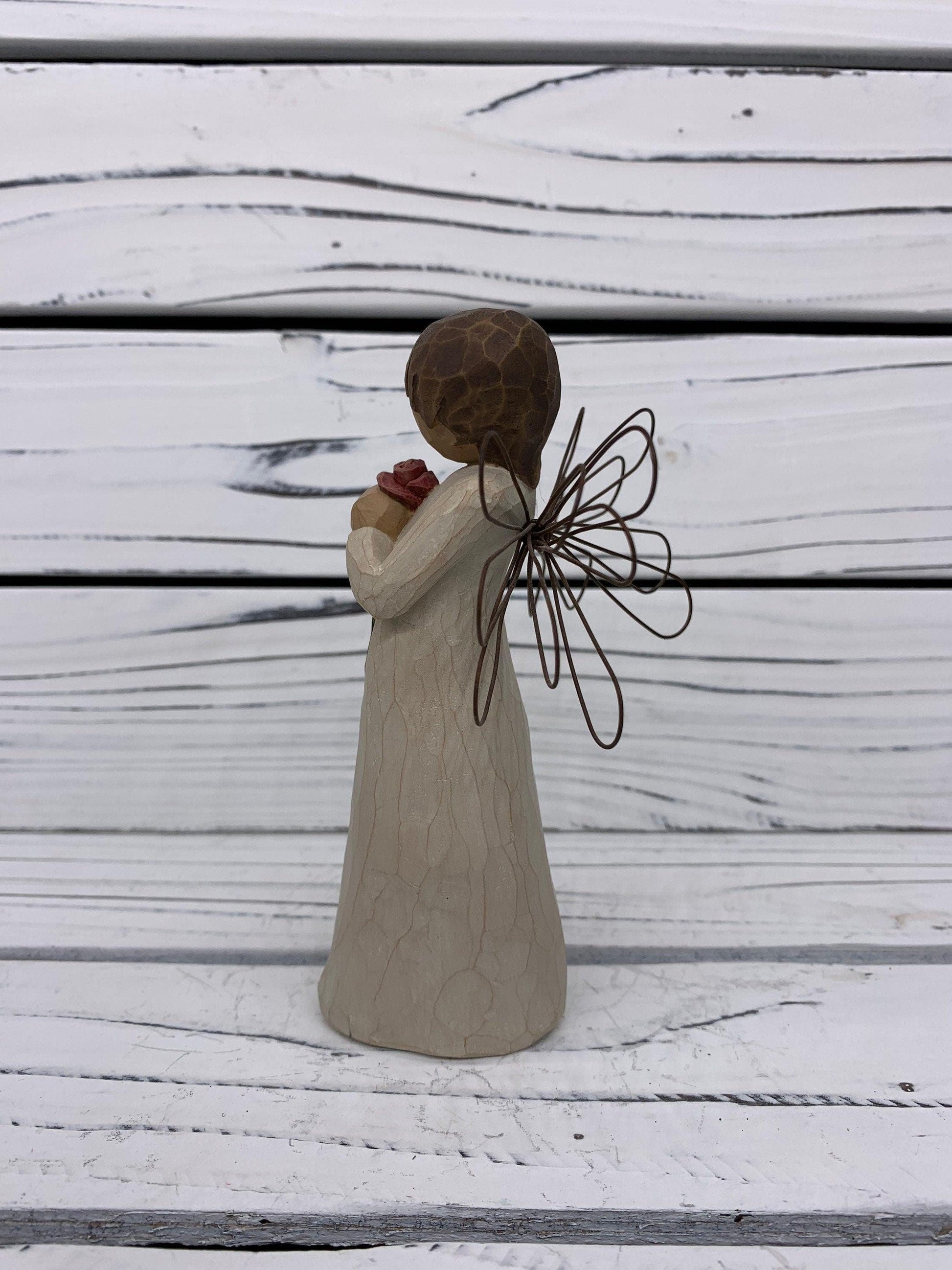 Willow Tree Loving Angel, Vintage Knick Knack Collectible Figurine, Wood Angel With Wings -Located at Funkyhouse Vintage Antique Store, Weiser Idaho