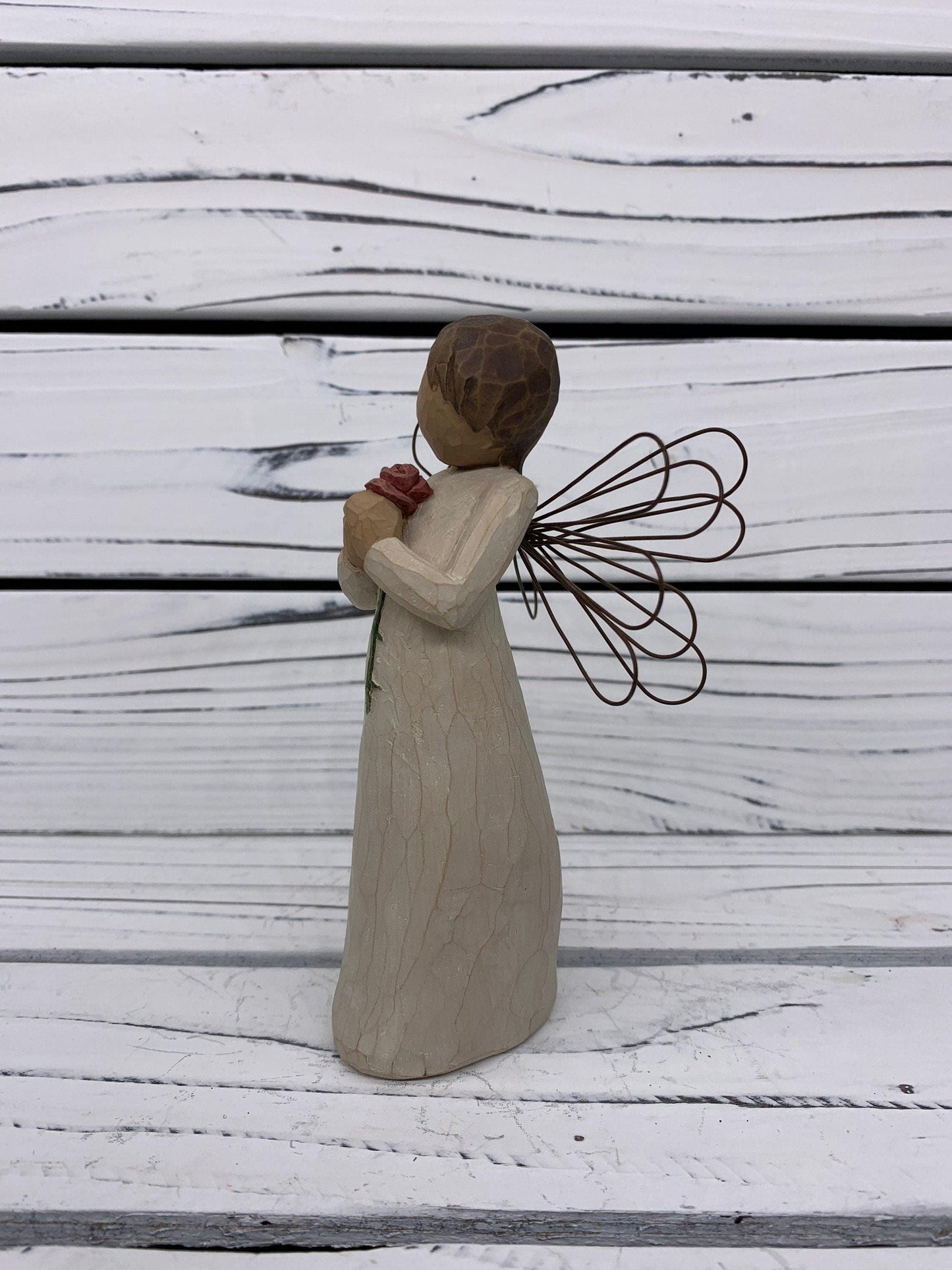 Willow Tree Loving Angel, Vintage Knick Knack Collectible Figurine, Wood Angel With Wings -Located at Funkyhouse Vintage Antique Store, Weiser Idaho