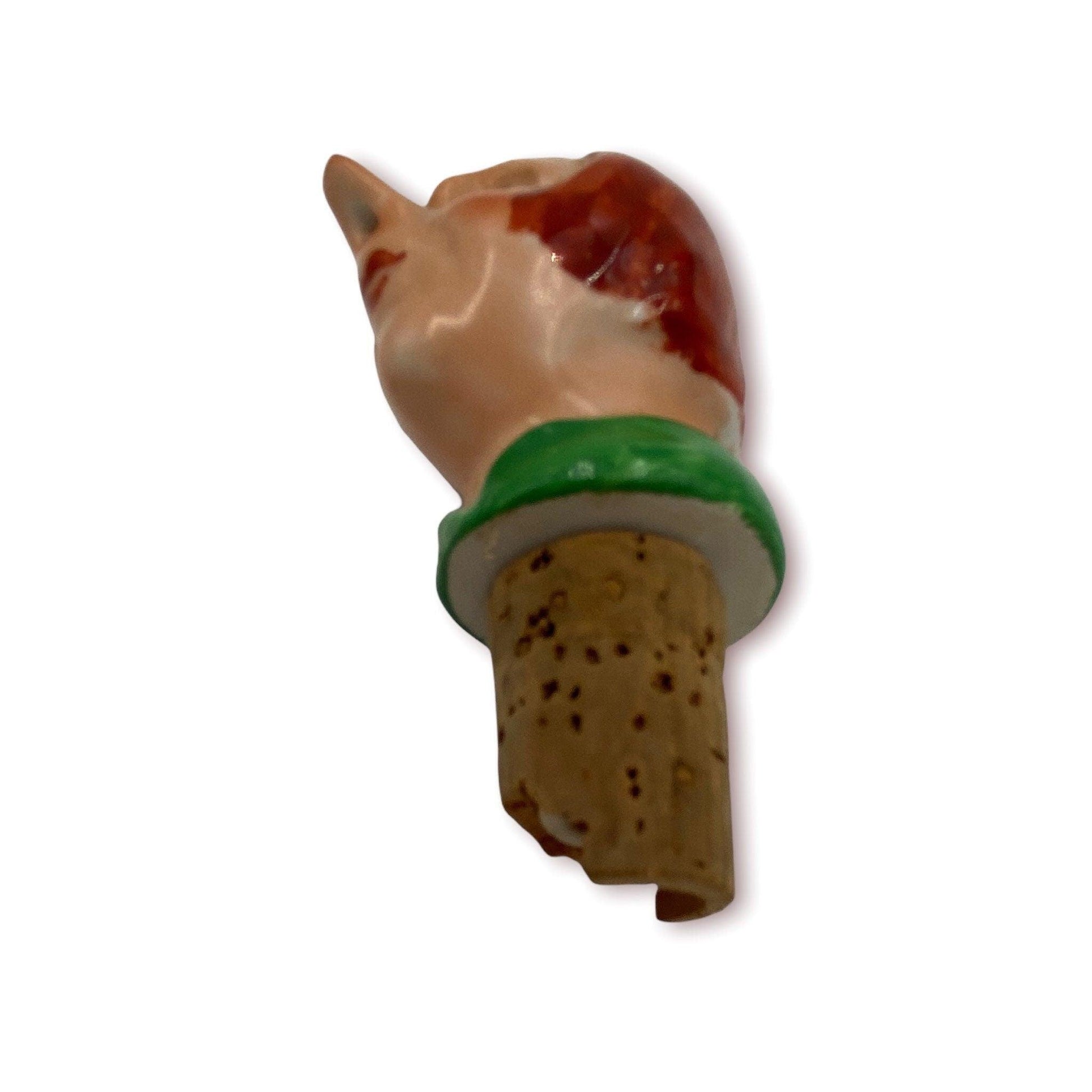 Wood Bottle Stopper Hand Carved Barware, Vintage Funky Bar Ware Wine Cork, Funny Eclectic Kitchen Utensil, Red Hair Man Elf -Located at Funkyhouse Vintage Antique Store, Weiser Idaho