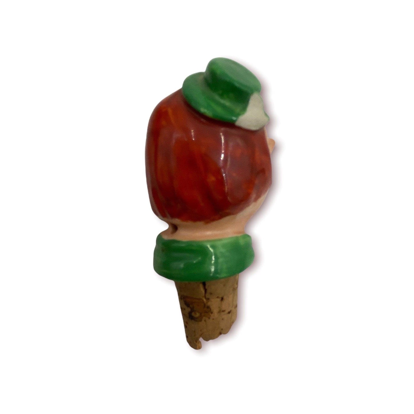 Wood Bottle Stopper Hand Carved Barware, Vintage Funky Bar Ware Wine Cork, Funny Eclectic Kitchen Utensil, Red Hair Man Elf -Located at Funkyhouse Vintage Antique Store, Weiser Idaho