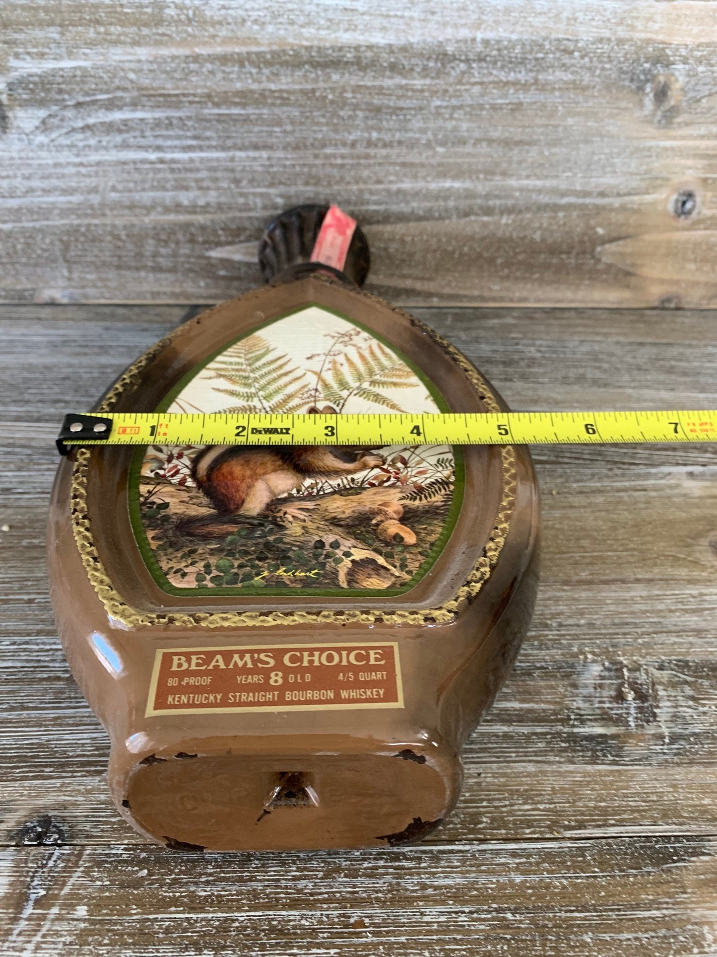Vintage Jim Bean Decanter, James Lockhart Chipmunk Painting, Barware Collectible